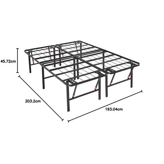 Amazon Basics Bettgestell, zusammenklappbar, ohne Werkzeug zu montieren, 45,7 cm hoch für extra Unterbettkommode Plateau King schwarz