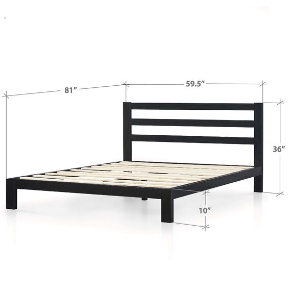 Zinus Arnav Modern Studio 10 Inch Platform 2000H Metal Bed Frame/Mattress Foundation/Wooden Slat Support/with Headboard/Good Design Award Winner, Queen