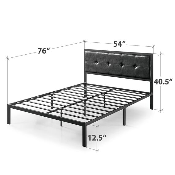Zinus Cherie Faux Leather Classic Platform Bed Frame with Steel Support Slats, Full