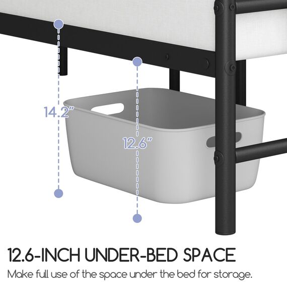 Yaheetech Klassisches Metall-Plattform-Bettgestell, Matratze, Fundament mit viktorianischem Stil, Eisenkunst-Kopfteil/Fußteil/Unterbett-Aufbewahrung/kein Boxspringbett erforderlich/Queen-Size-Größe,