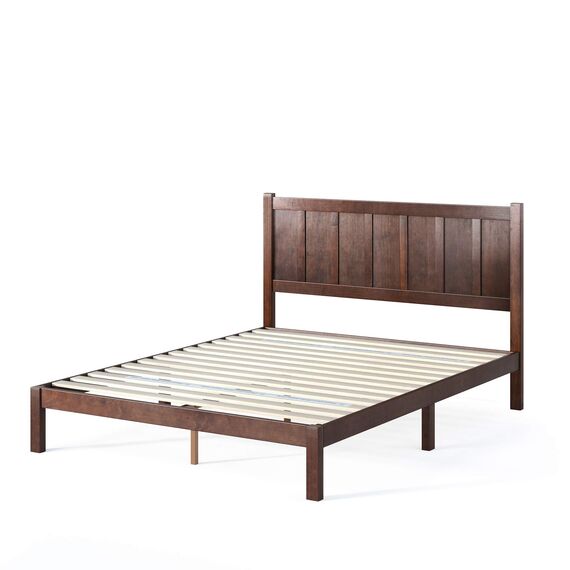 Zinus Adrian 31 cm Holzbettrahmen mit Kopfteil | Massivholzlattenrost | Holzlattenunterstützung | Einfache Montage | 180 x 200 cm |Rustikaler Stil