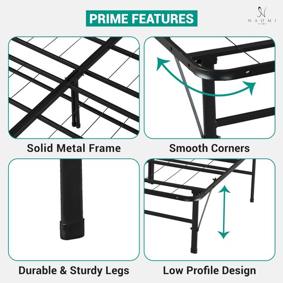 Naomi Home Idealbase Schwerlastbett, geräuschfrei, 35,6 cm, Queen/Schwarz