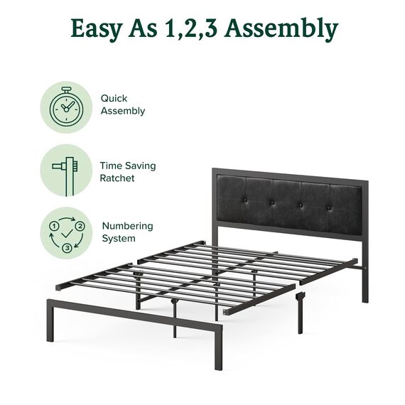 Zinus Cherie Faux Leather Classic Platform Bed Frame with Steel Support Slats, Full