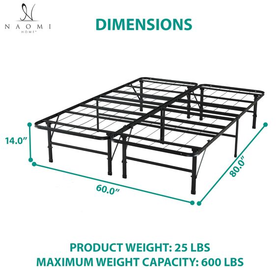 Naomi Home Idealbase Schwerlastbett, geräuschfrei, 35,6 cm, Queen/Schwarz