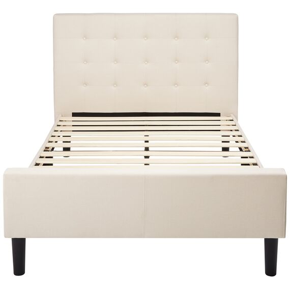 Zinus Upholstered Button Tufted Platform Bed with Footboard/Mattress Foundation/Easy Assembly/Strong Wood Slat Support, Full