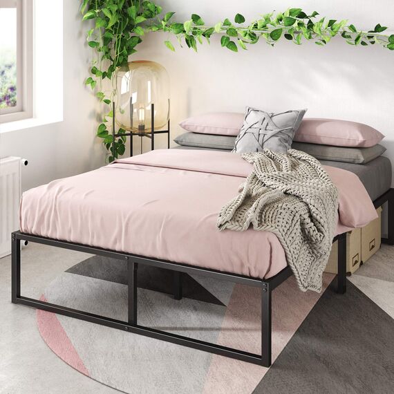 Zinus Caleb Bett - Bett mit Stauraum unter dem Bett - Metall-Plattformbettrahmen - Schwarz