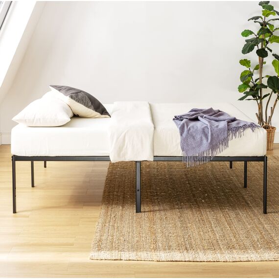 Best Price Mattress Queen Bettgestell, Metall, Holz, 45,7 cm, Schwarz