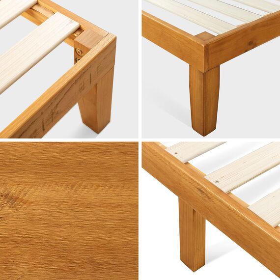 Zinus Alexia 12 Inch Wood Platform Bed with Headboard/No Box Spring Needed/Wood Slat Support/Rustic Pine Finish, King