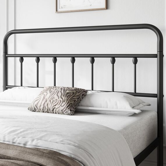 Yaheetech Klassisches Metall-Plattform-Bettgestell, Matratze, Fundament mit viktorianischem Stil, Eisenkunst-Kopfteil/Fußteil/Unterbett-Aufbewahrung/kein Boxspringbett erforderlich/Queen-Size-Größe,