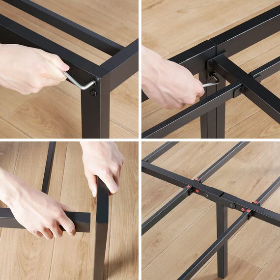 Olee Sleep 14 Inch Heavy Duty Steel Slat/Anti-Slip Support/Easy Assembly/Mattress Foundation/Bed Frame/Maximum Storage/Noise Free/No Box Spring Needed, Black