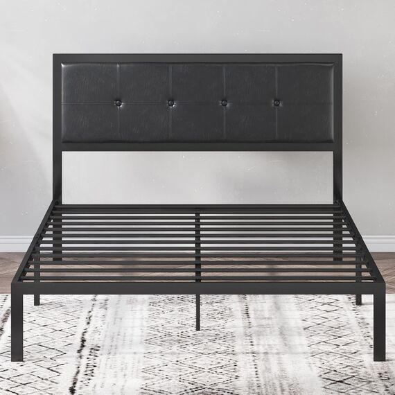 Zinus Cherie Faux Leather Classic Platform Bed Frame with Steel Support Slats, Full