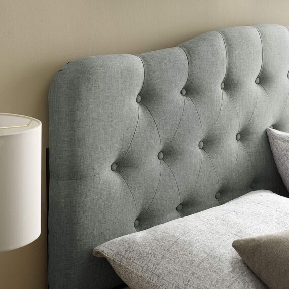 Modway Annabel Kopfteil für King-Size-Bett, getuftet, Leinenstoff, gepolstert, Grau