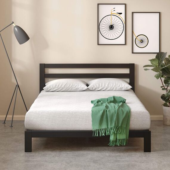 Zinus Arnav Modern Studio 10 Inch Platform 2000H Metal Bed Frame/Mattress Foundation/Wooden Slat Support/with Headboard/Good Design Award Winner, Queen