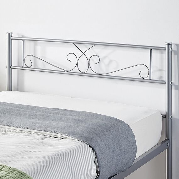 Yaheetech Doppelbettrahmen/Plattformbett aus Metall mit Kopfteil und Fußteil/kein Boxspringbett erforderlich/Einfache Montage Silber
