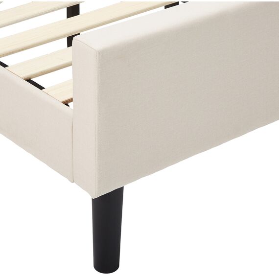 Zinus Upholstered Button Tufted Platform Bed with Footboard/Mattress Foundation/Easy Assembly/Strong Wood Slat Support, Full