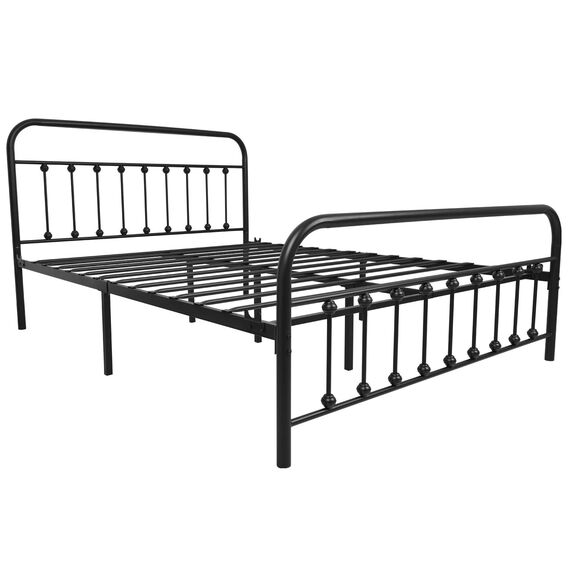 URODECOR Queen Plattform Metallbettrahmen mit Kopfteil und Fußteil, Vintage viktorianischen Stil Matratze Fundament, kein Boxspring erforderlich, Unterbettkommode, Schwarz