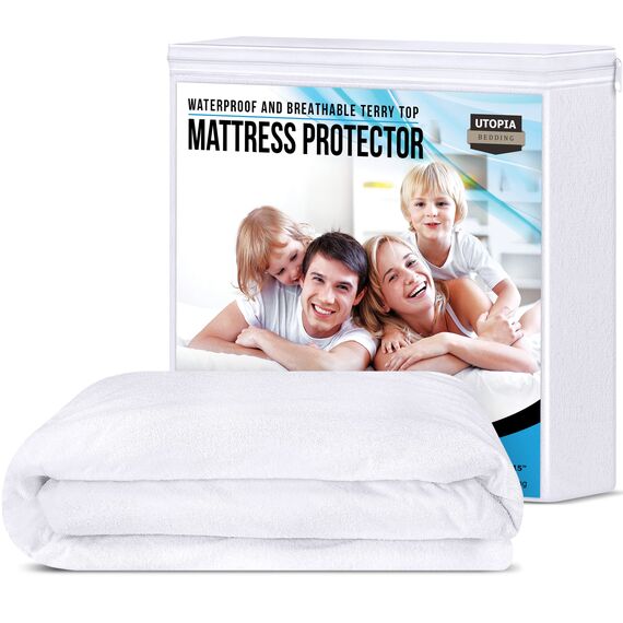 Utopia Bedding Matratzenschoner 90 x 190 x 40 cm Wasserdicht, Oeko-TEX Zertifiziert Matratzenauflage Atmungsaktive, Matratzenschutz, Rundum Elastisch Weiß