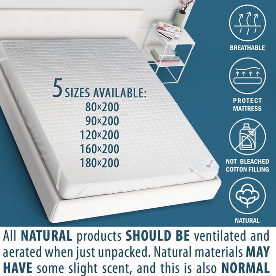 FAM Home Matratzenschoner 160x200cm I Matratzenauflage Atmungsaktiv Praktisch Langlebig Matratzenschutz Hygienische Rundumbezug Optimaler Anti-milben Bezug I Baumwolle - Polyester