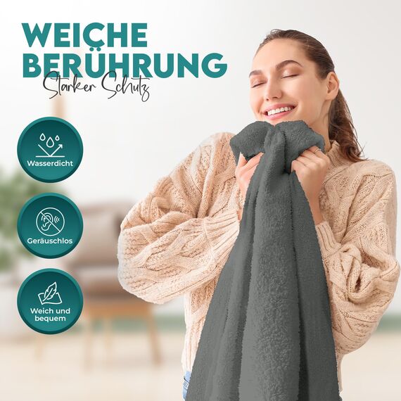 Utopia Bedding Matratzenschoner 135 x 190 x 40 cm Wasserdicht, Oeko-TEX Zertifiziert Matratzenauflage Atmungsaktive, Matratzenschutz, Rundum Elastisch Grau