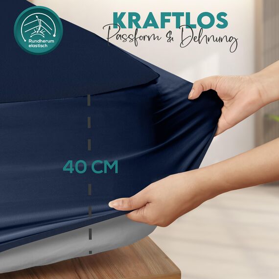 Utopia Bedding Matratzenschoner 90 x 190 x 40 cm Wasserdicht, Oeko-TEX Zertifiziert Matratzenauflage Atmungsaktive, Matratzenschutz, Rundum Elastisch Marineblau