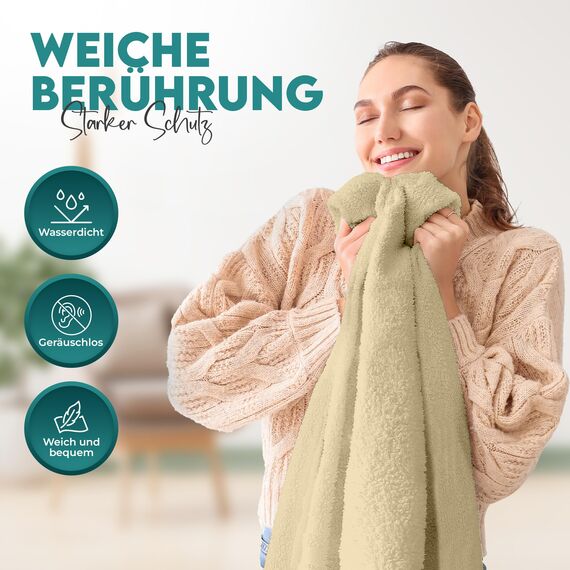 Utopia Bedding Matratzenschoner 135 x 190 x 40 cm Wasserdicht, Oeko-TEX Zertifiziert Matratzenauflage Atmungsaktive, Matratzenschutz, Rundum Elastisch Beige