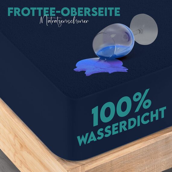 Utopia Bedding Matratzenschoner 90 x 190 x 40 cm Wasserdicht, Oeko-TEX Zertifiziert Matratzenauflage Atmungsaktive, Matratzenschutz, Rundum Elastisch Marineblau