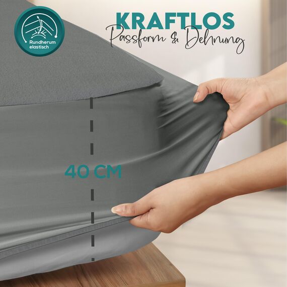 Utopia Bedding Matratzenschoner 90 x 190 x 40 cm Wasserdicht, Oeko-TEX Zertifiziert Matratzenauflage Atmungsaktive, Matratzenschutz, Rundum Elastisch Grau