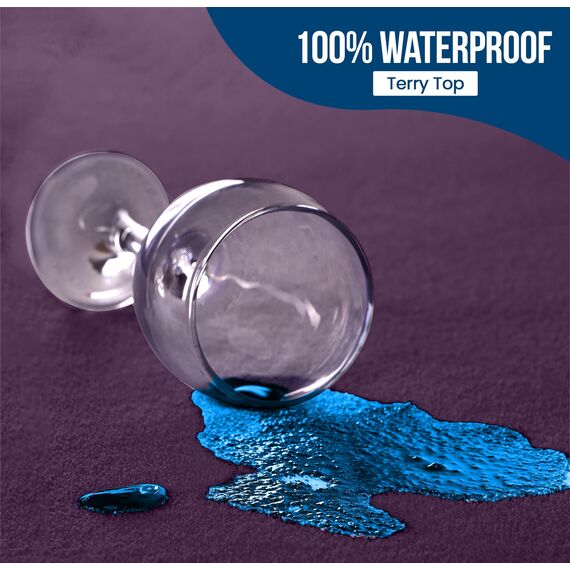 Utopia Bedding wasserdichter Matratzenschoner für Einzelbett (Twin-Size), Matratzenbezug aus hochwertigem Frottee, 200 g/m², atmungsaktiv, Spannbetttuch mit dehnbaren Ecken, Lila