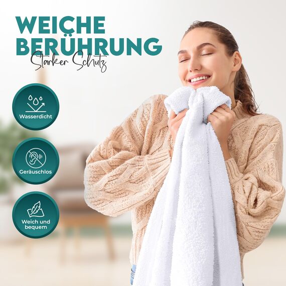 Utopia Bedding Matratzenschoner 80 x 190 x 30 cm Wasserdicht, Oeko-TEX Zertifiziert Matratzenauflage Atmungsaktive, Matratzenschutz, Rundum Elastisch Weiß