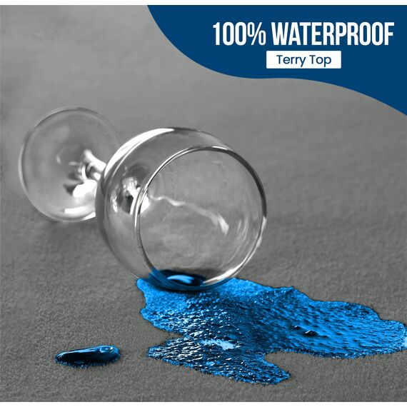 Utopia Bedding Wasserdichter Matratzenschoner für Doppelbett, Premium-Frottee-Matratzenbezug, 200 g/m², atmungsaktiv, taillierter Stil mit dehnbaren Taschen (Grau)