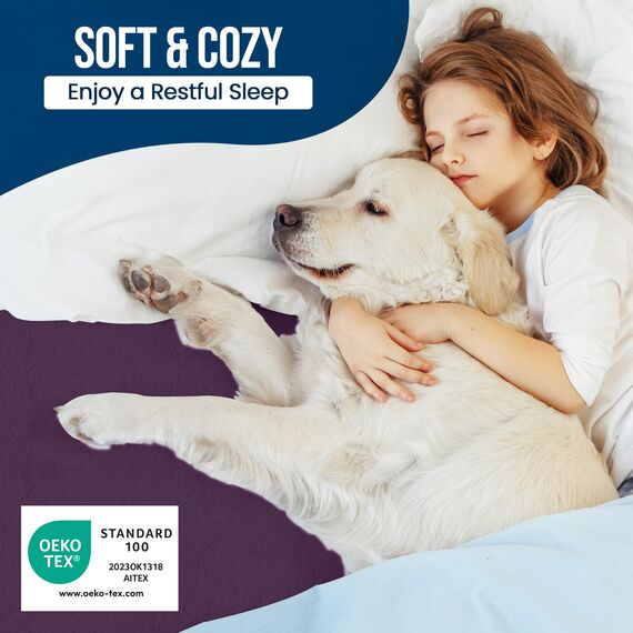 Utopia Bedding wasserdichter Matratzenschoner für Einzelbett (Twin-Size), Matratzenbezug aus hochwertigem Frottee, 200 g/m², atmungsaktiv, Spannbetttuch mit dehnbaren Ecken, Lila