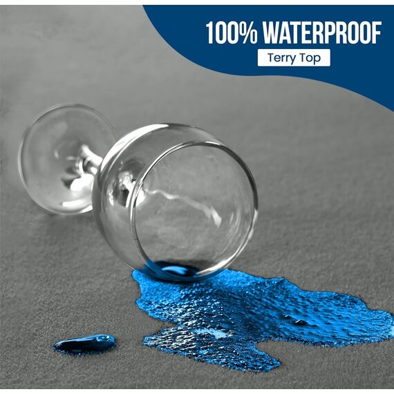 Utopia Bedding Wasserdichter Matratzenschoner für King-Size-Bett, Premium-Frottee-Matratzenbezug, 200 g/m², atmungsaktiv, taillierter Stil mit dehnbaren Taschen (grau)