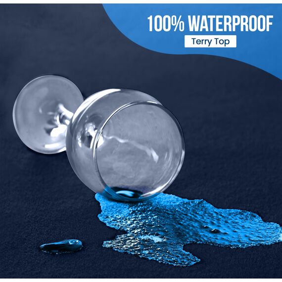 Utopia Bedding Wasserdichter Matratzenschoner für King-Size-Bett, Premium-Frottee-Matratzenbezug, 200 g/m², atmungsaktiv, Spannbetttuch mit dehnbaren Taschen (Marineblau)
