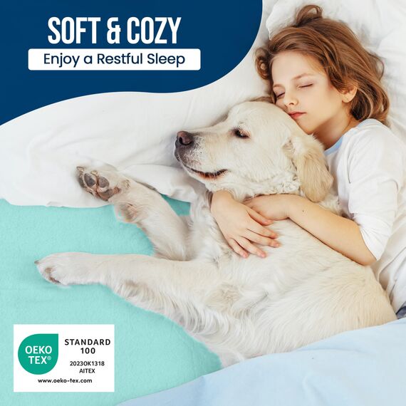 Utopia Bedding wasserdichter Matratzenschoner für Queensize-Bett, Matratzenbezug aus hochwertigem Frottee, 200 g/m², atmungsaktiv, Spannbetttuch mit dehnbaren Ecken, Spa-Blau
