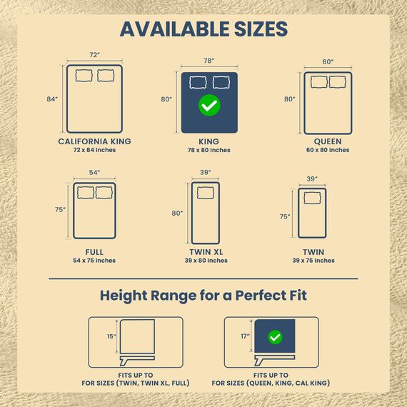 Utopia Bedding Wasserdichter Matratzenschoner für King-Size-Bett, Premium-Frottee-Matratzenbezug, 200 g/m², atmungsaktiv, Spannbetttuch mit dehnbaren Taschen (Beige)