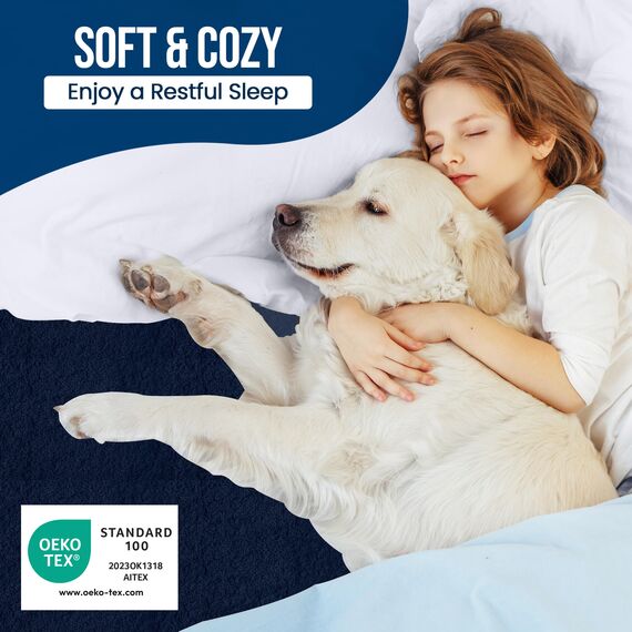 Utopia Bedding Wasserdichter Matratzenschoner für King-Size-Bett, Premium-Frottee-Matratzenbezug, 200 g/m², atmungsaktiv, Spannbetttuch mit dehnbaren Taschen (Marineblau)