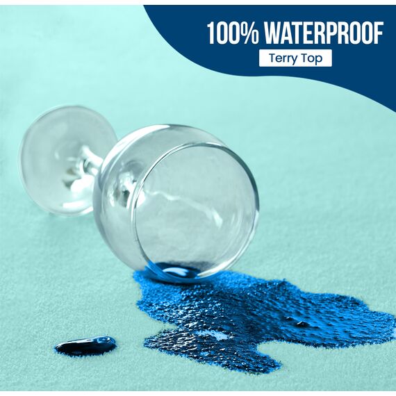 Utopia Bedding wasserdichter Matratzenschoner für Queensize-Bett, Matratzenbezug aus hochwertigem Frottee, 200 g/m², atmungsaktiv, Spannbetttuch mit dehnbaren Ecken, Spa-Blau