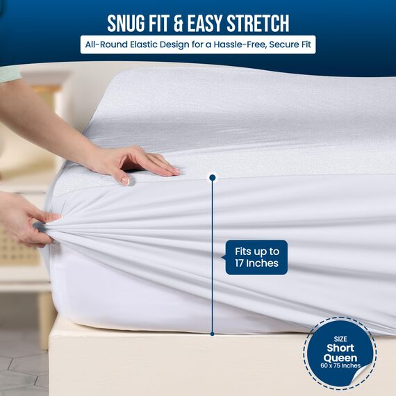 Utopia Bedding Wasserdichter Matratzenschoner für Queen-Size-Betten, Premium-Frottee-Matratzenbezug, 200 g/m², atmungsaktiv, Spannbetttuch mit dehnbaren Taschen, Weiß