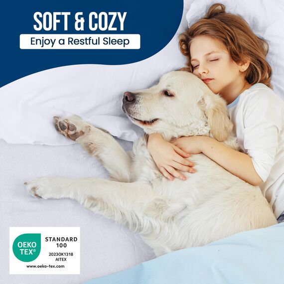Utopia Bedding Matratzenschoner 178 x 203 x 43 cm Wasserdicht, Oeko-TEX Zertifiziert Matratzenauflage Atmungsaktive, Matratzenschutz, Rundum Elastisch Weiß