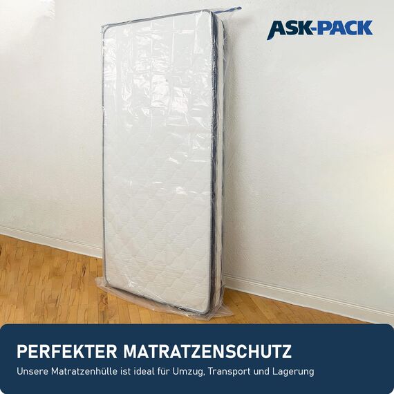 ASK Pack Matratzenschutzhüllen mit Anker-Reißverschluss - Größen von XS bis XXL, Wasserdicht, Reißfest, Ultra Starkes Material 140 mikron - Ideal für Umzug, Lagerung und Transport - 180x200 cm