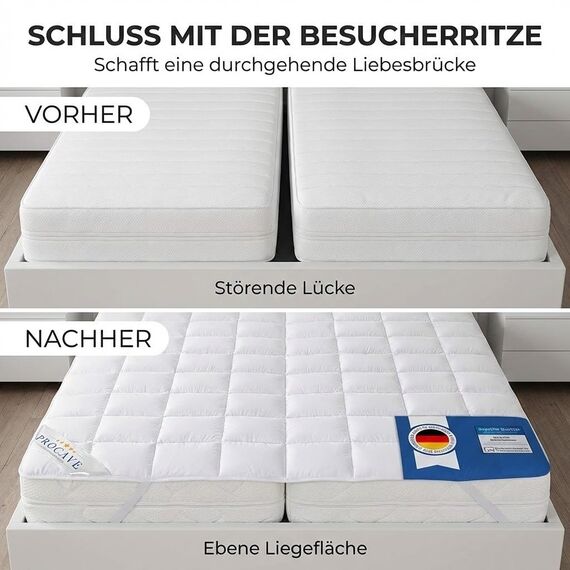 PROCAVE® Matratzenschoner 180x190 cm Topper | Matratzenauflage mit 4 Eckgummis | Atmungsaktive Matratzentopper & Matratzenauflage | Anti Milben Matratzenbezug | Mattress Topper Made in Germany