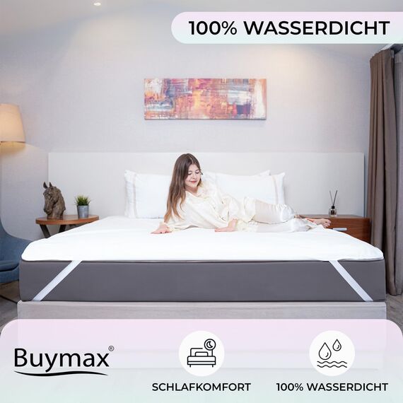 Buymax Matratzenschoner 100x200cm wasserdicht - Oeko-Tex zertifizierte Inkontinenzauflage waschbar - wasserdichte Matratzenauflage Matratzenschutz Inkontinenzunterlage Nässeschutz 100x200 cm