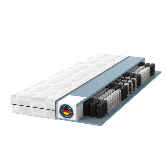 BMM Matratze 100x200 cm Ortho Medic Taschenfederkernmatratze Härtegrad H2/Öko-Tex Zertifiziert/ergonomische 7 Zonen Matratze Höhe 21 cm/Matratzen Deutsche Produktentwicklung