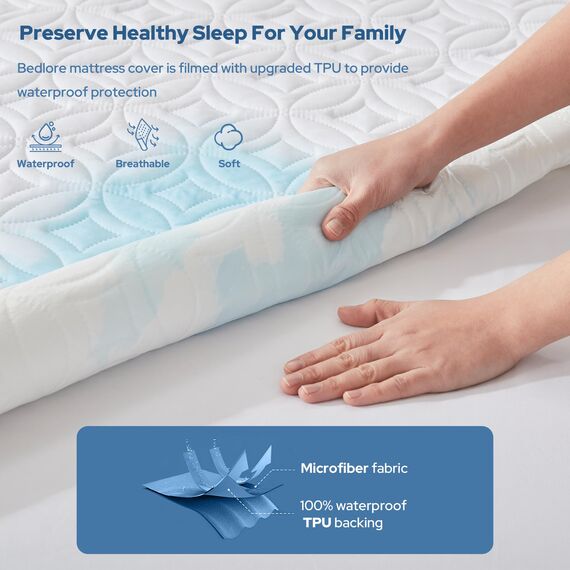 BEDLORE Matratzenschoner 90 x 200, wasserdichte Matratzenauflage mit 30 cm tiefem Taschenformat, weicher atmungsaktiver Matratzenbezug, waschbar für Zuhause, Schlafzimmer (Weiß)