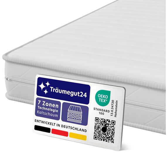 Träumegut24 - ergonomische 7-Zonen Matratze 120x200 cm | Größe + Höhe wählbar | Härtegrad H2&H3 | Kaltschaummatratze | Hautfreundlicher Bezug | Oeko-TEX® | (120 x 200 cm, 19 cm)