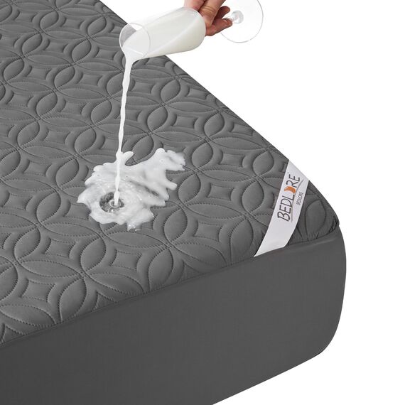 BEDLORE Matratzenschoner 135 x 190 cm, wasserdichte Matratzenauflage, geräuschloser Matratzenbezug mit tiefer Tasche – weich, atmungsaktiv und komfortabel (grau)