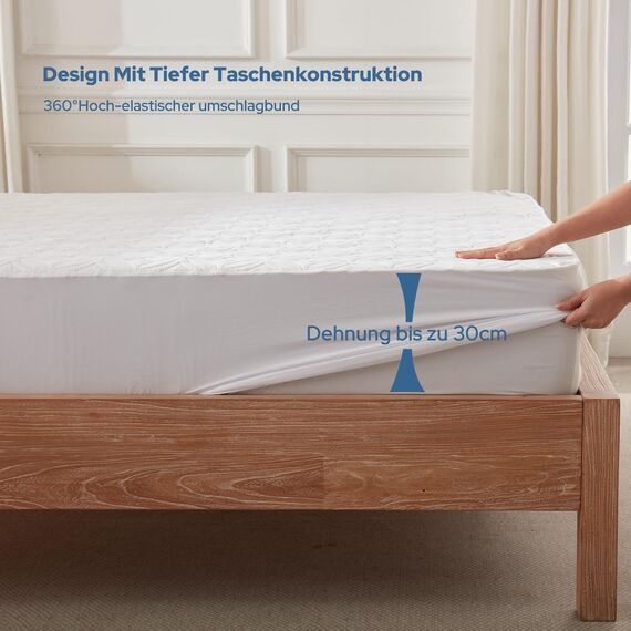 BEDLORE Matratzenschoner 140 x 200, wasserdichte Matratzenauflage mit 30 cm tiefem Taschenformat, weicher atmungsaktiver Matratzenbezug, waschbar für Zuhause, Schlafzimmer (Weiß)