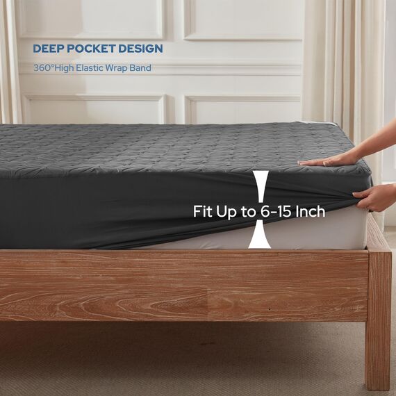 BEDLORE Matratzenschoner 140 x 200, wasserdichte Matratzenauflage mit 30 cm tiefem Taschenformat, weicher atmungsaktiver Matratzenbezug, waschbar für Zuhause, Schlafzimmer (Grau)