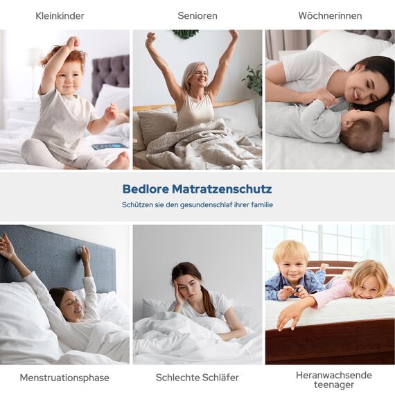 BEDLORE Matratzenschoner 135 x 190 cm, wasserdichte Matratzenauflage, geräuschloser Matratzenbezug mit tiefer Tasche – weich, atmungsaktiv und komfortabel (Weiß)