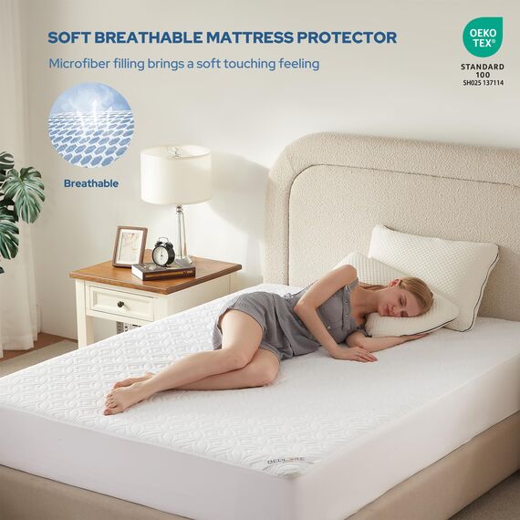 BEDLORE Matratzenschoner 140 x 200, wasserdichte Matratzenauflage mit 30 cm tiefem Taschenformat, weicher atmungsaktiver Matratzenbezug, waschbar für Zuhause, Schlafzimmer (Weiß)